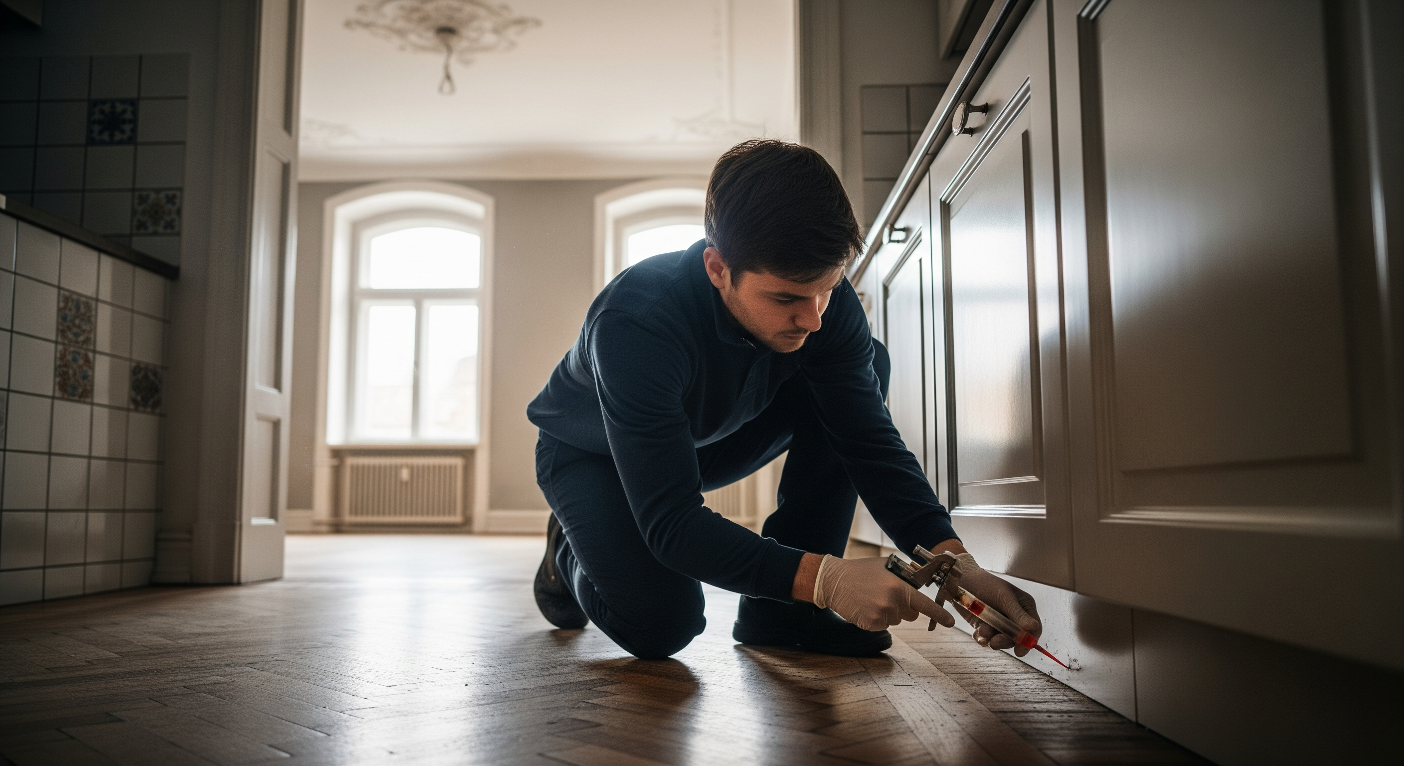 Professionelle Schädlingsbekämpfung mit Gelködern in Berliner Altbauwohnung