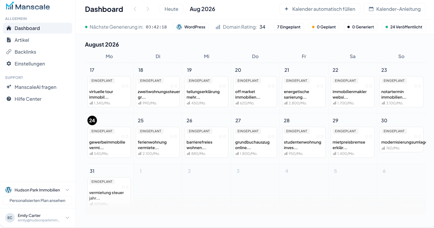 Manscale AI - 49 EUR — Manscale AI is an organic growth engine for businesses that want Google and AI-search traffic withou